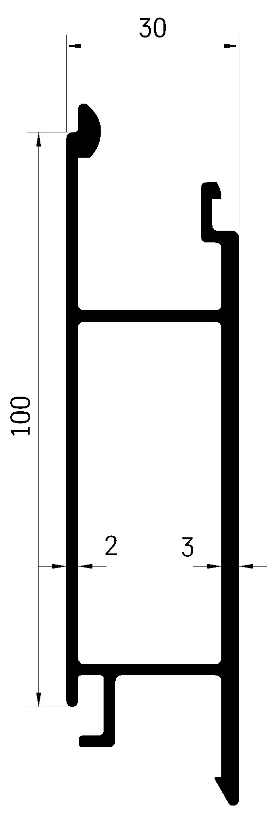 Profil bočnice sklápěče střední 100x30 mm