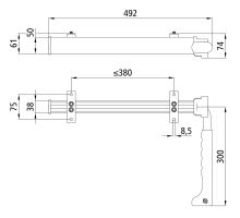 Door retainer, lever 300x492 mm, stainless steel/anodised (1)