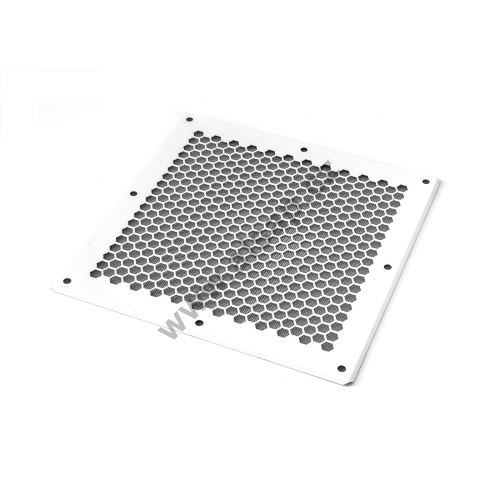 Internal ventilation grille 260x260 mm, punched hexagon, holes for screws 6.5 mm, white,