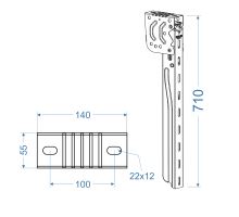 Bracket for side underrun protection, w=55mm, l=430-790mm, Magnelis®, E11 cert., TAKLER (1)