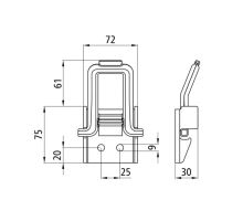Zinc plated lashing ring holder for aluminium/steel frame, 2000 kg, PINGUIN (1)