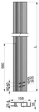 Sloupek  CS-5 100/158 x 35 mm, přední P, elox, 2500 mm, frézovaný ALSAP