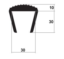 PVC edge/cover strip for tipper side 25/30mm, front bars, l=2.4m, soft PVC - black (1)
