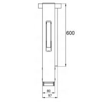 AL right rear pillar with flange, pocket, receiver, without sup.stand, anod., 400-600 mm (4)
