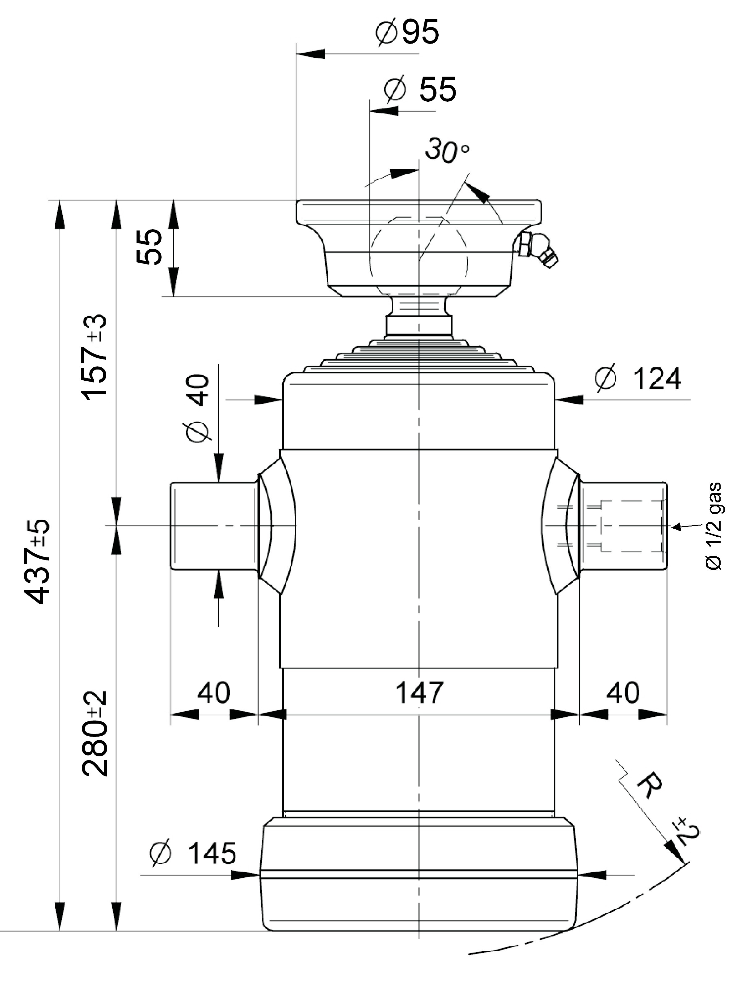 Hydraulický válec typ S, 1050/4/147  L1=434 mm, 10t, 180 bar