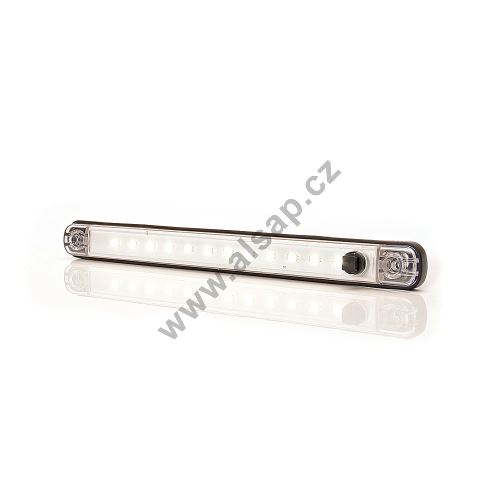 Interior LED lighting, 12 Osram LEDs, 12/24V, white, 238 x 21 x 10 mm, button