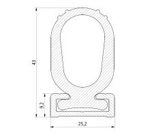 Omega seal for HP, EPDM, side 40 x 25mm, 70 shore, black, BS5 for platform (1)