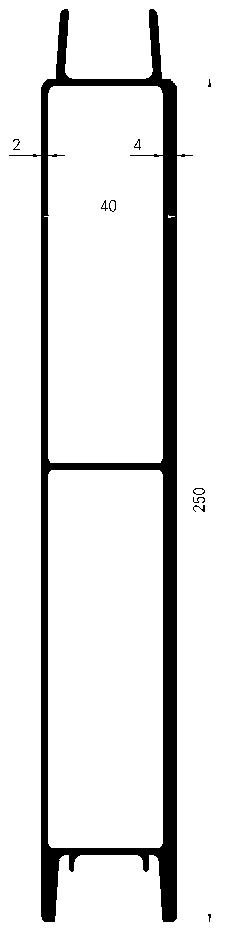 Profil střední 40/250 mm
