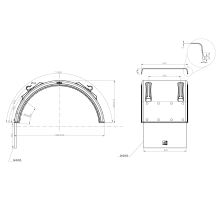Plastic mudguard, 650x1900x1250mm, adj. brackets o42mm, antispray mudflap 350 mm, L/R (6)
