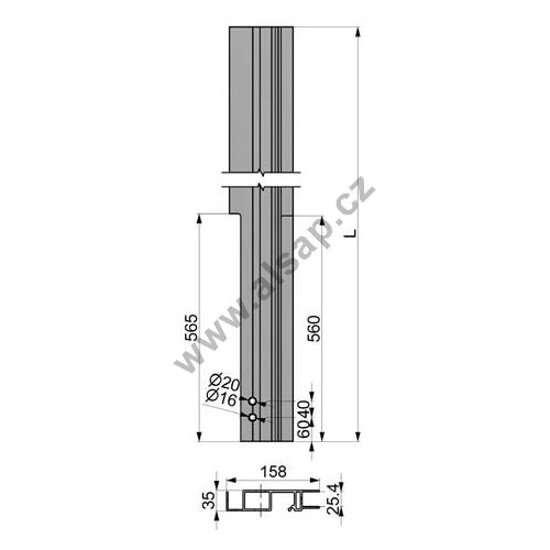 Column CS-5 100/158 x 35 mm, rear P, anodized, 2500 mm, milled ALSAP