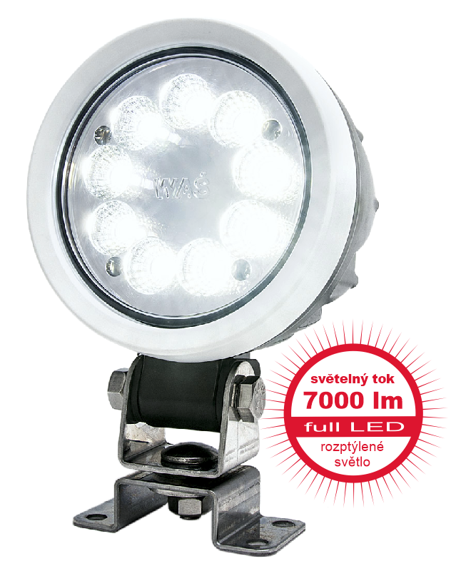 Pracovní světlo 9 LED 7000 lm / 66W - rozptýlené, W162 hliníkový kryt, o108, h 76mm, NEW