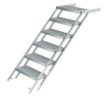 Retractable step ladder 6 steps, height 1244 mm, galvanized, 3D anti-slip
