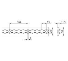 AirLine track o20 mm, 50x12 mm, 1000-2000 mm, with mounting holes, black painted (8)