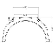 Flat-top plastic mudguard WL (white line), from 260 to 450 mm, inner hole o42 mm, Bawer (3)