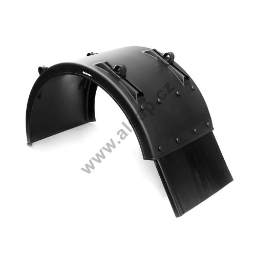 Plastic mudguard, 650x1900x1250mm, adj. brackets o42mm, antispray mudflap 350 mm, L/R