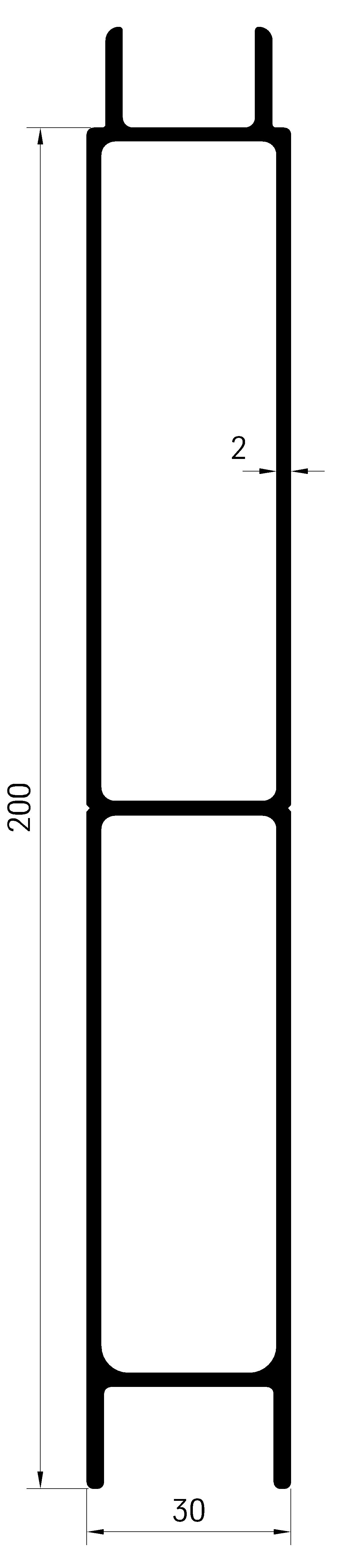 Profil bočnice sklápěče střední 30x200mm