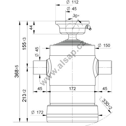 Hydraulic cylinder type S, 1180/6/150/L1 368mm, 9t, 180 bar