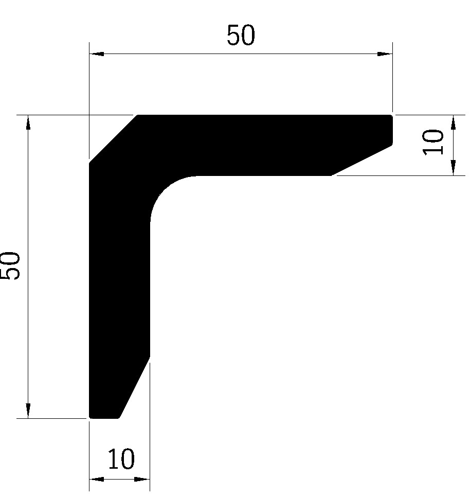 Profil L 50 x 50 x 10 mm