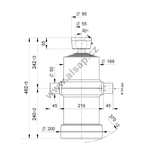 Hydraulic cylinder type S, 1765/6/200/ L1 482mm, 13t, 180 bar