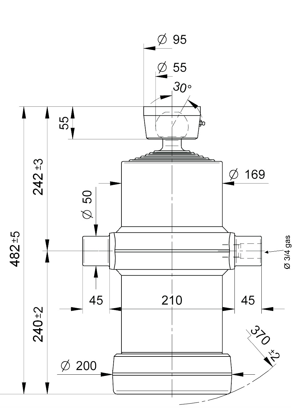 Hydraulický válec typ S, 1765/6/200/ L1 482mm, 13t, 180 bar