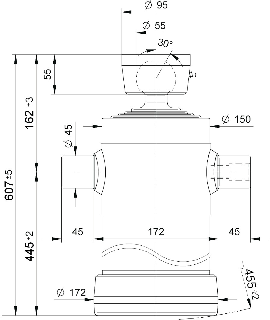 Hydraulický válec typ S, 1700/4/150/ L1 607 mm, 14t, 180 bar