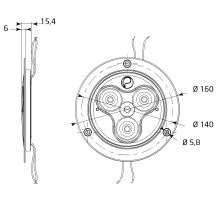 Aluminum light 3 LED, recessed O160mm, plastic RAL 9010, 12/24V, 565lm (2)