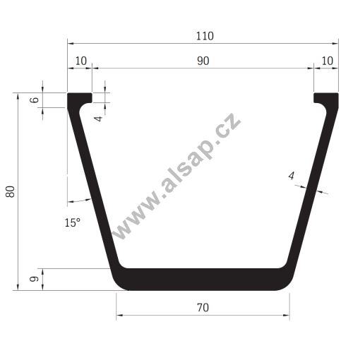 Cross-sectional floor profile V 110 x 80 mm