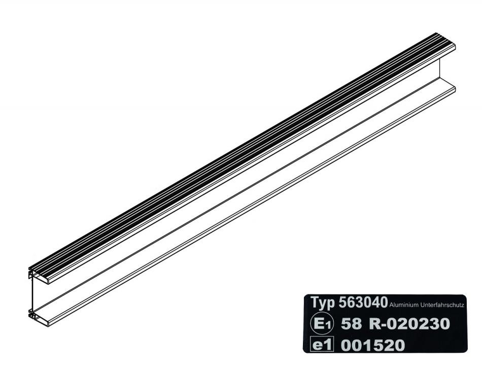 Nárazník zadní 2400 mm, bez otvorů a koncovek, elox