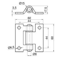 Flat hinge, steel/stainless steel (1)