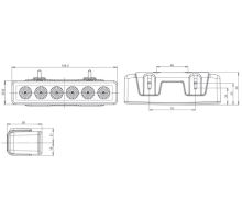 Work light 6 LED 1000 lm, Osram / 8W, W123 black with bracket (5)