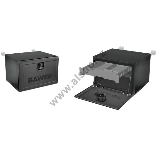 Steel toolbox, 500-1000mm, 64l-233l, black powder coating, BAWER PREMIUM E2