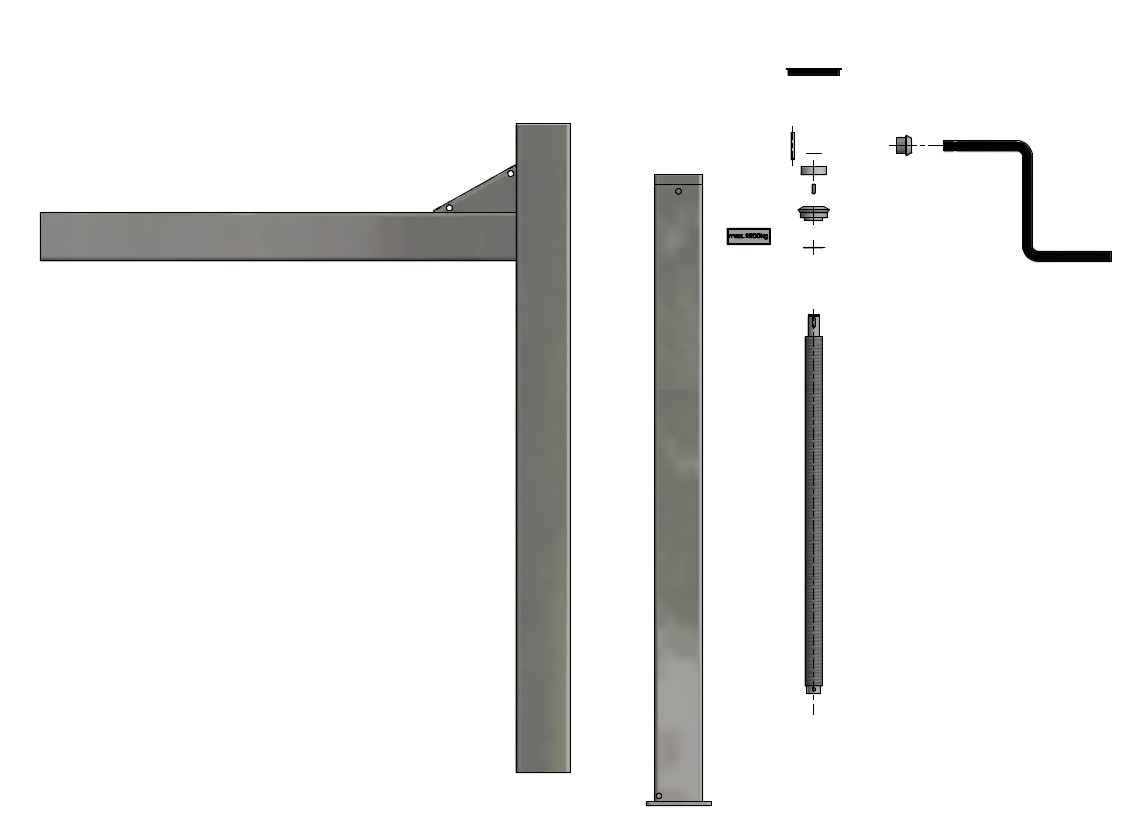 Odstavná noha pro výměnné nástavby, zvedací 1298 - 2073 mm, s klikou, max 1300kg