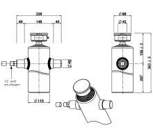 MARIZ hydraulic cylinder o110mm, 4-stage, stroke 825mm, steel, with 1/2" connection valve