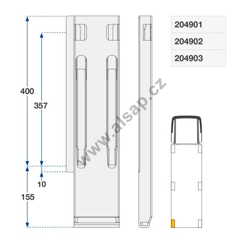 Rear left kinnegrip column ZN, 400 - 1000 mm