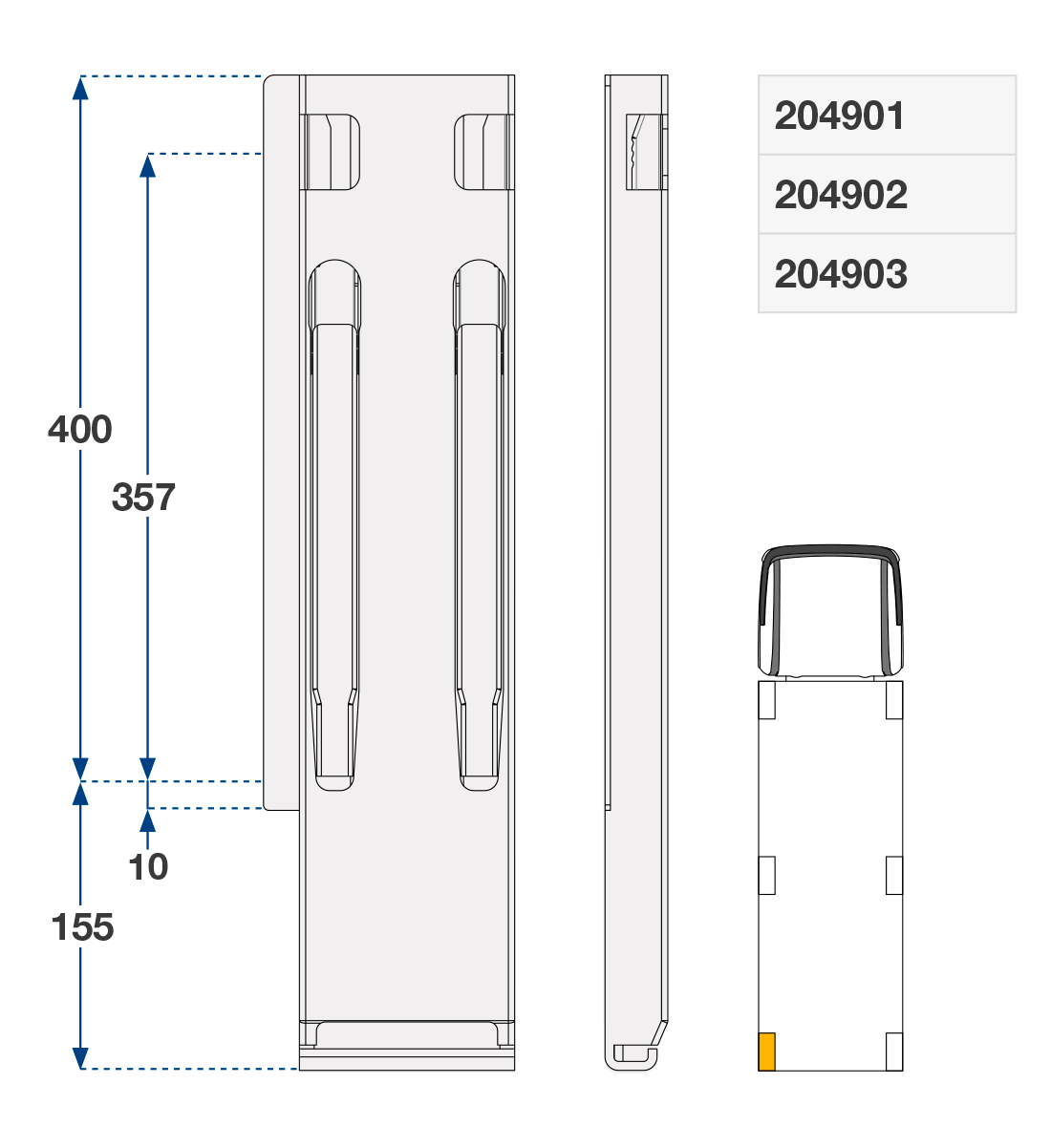 Sloupek zadní kinnegrip 400/120 mm zl