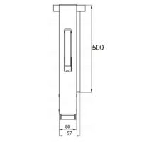 AL right rear pillar with flange, pocket, receiver, without sup.stand, anod., 400-600 mm (4)