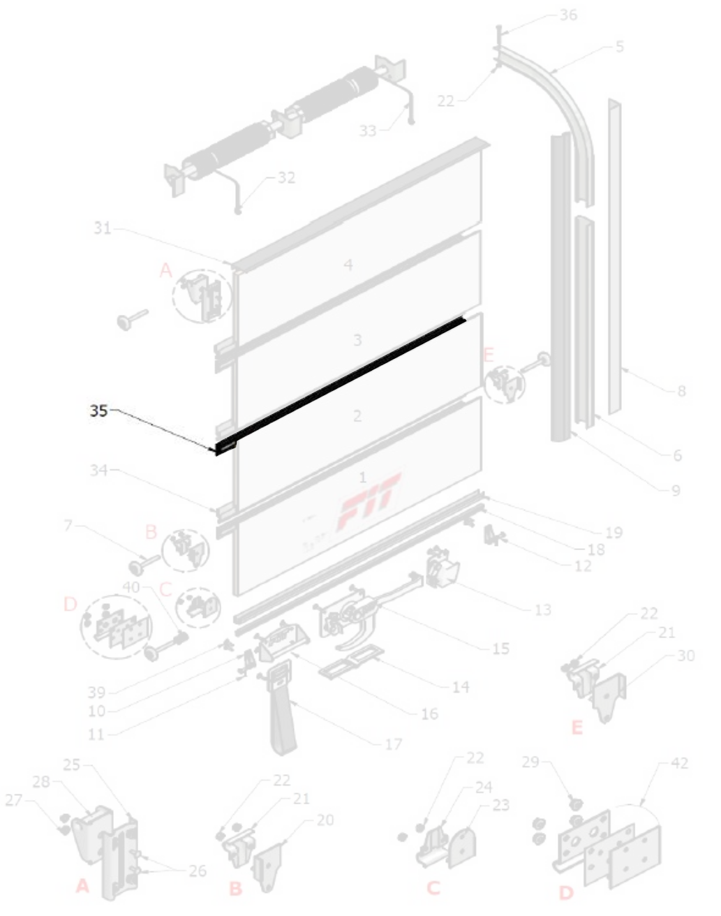 35 - vnitřní panelové těsnění l=2440mm, fit roleta