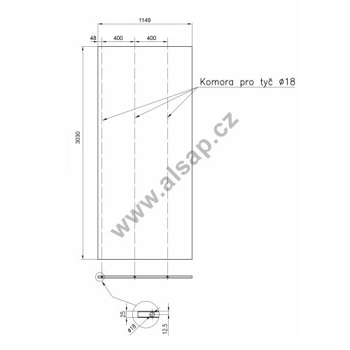 Door infill panel, 1149 × 3030 mm, RAL9010 – white / RAL9006 – silver