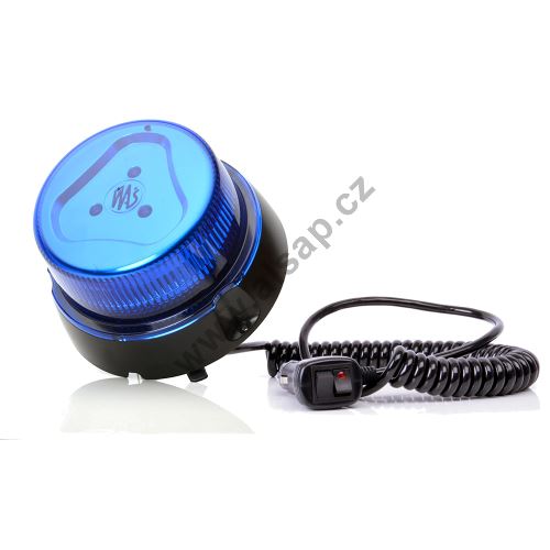 LED blue beacon, 8 modes, 12-24V, magnet, 3m coiled cable, car cigarette lighter plug (1)