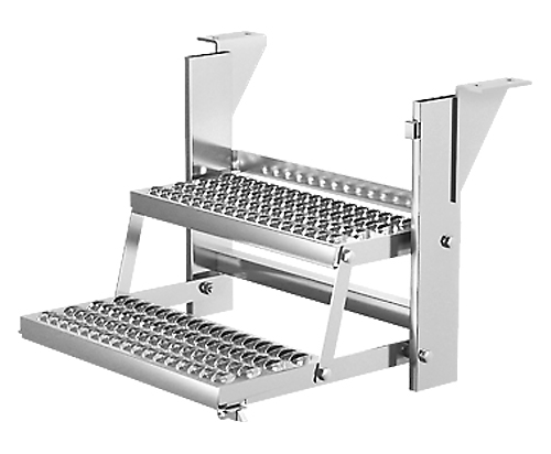 Schůdek dvoustupňový  - výklopný 620/516, žzink, kvalitní 3D protiskluz, nezakrývá SPZ