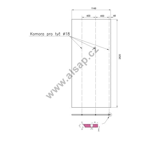 Door infill panel, 1149 × 2820 mm, RAL9010 – white / RAL9006 – silver