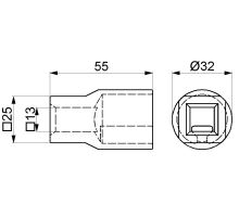 End fitting bottom square, for o27mm with collar, DELTA (1)