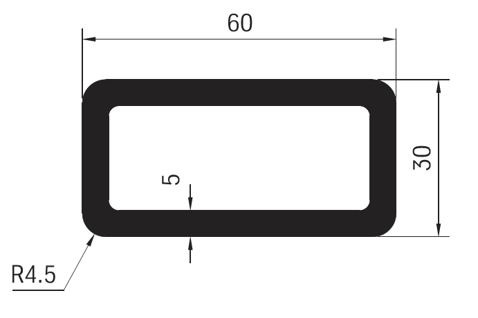 Profil jekl 30 x 60 mm, 5 mm stěna