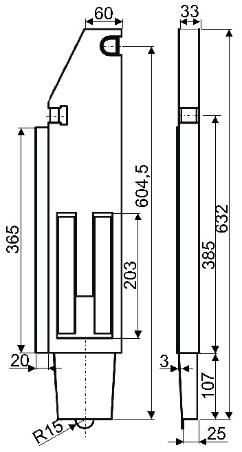 Sloupek sklápěče 100/400/33 mm zadní levý