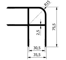 Corner profile for the box, 30mm panel, 76 x 76 mm, anodised (1)