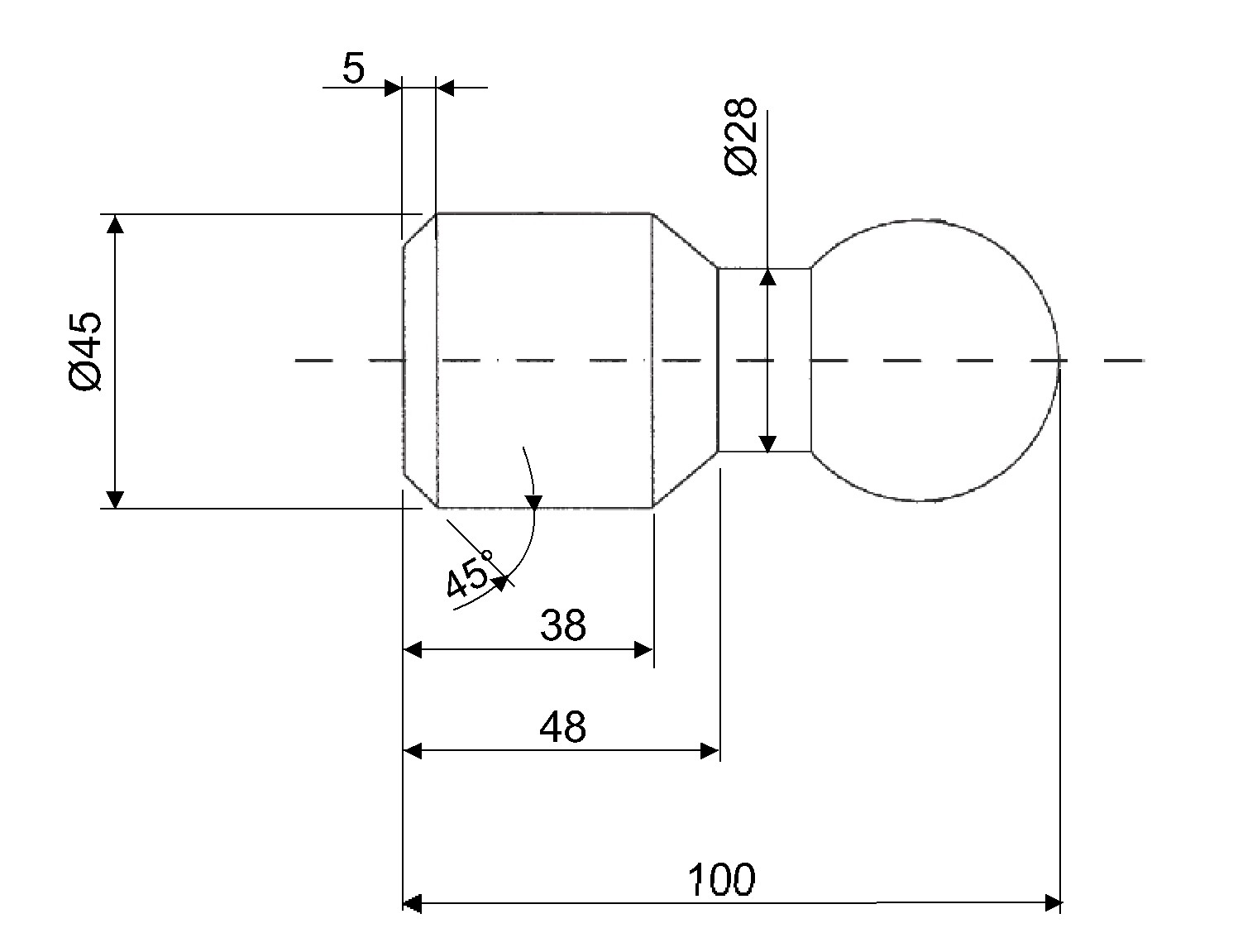 Kulový čep 43mm