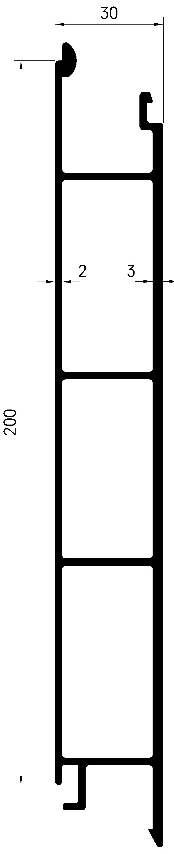 Profil bočnice sklápěče střední 200x30 mm