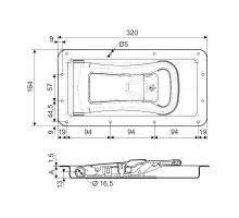 Recessed PUSH lock, MRF PEARES 29mm, for o16 mm rod, stainless steel (1)