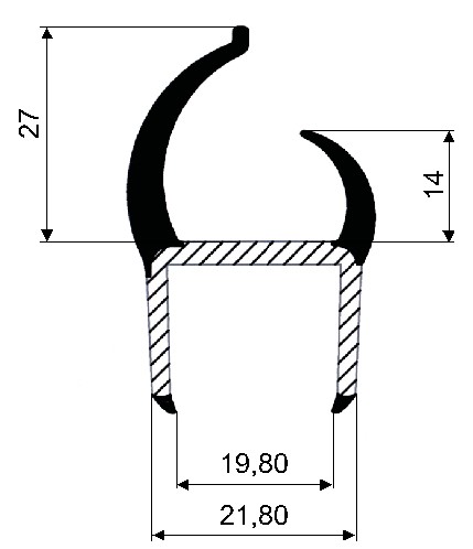 Těsnění PVC 20mm šedé/šedé, 2 jazýčky, 2,6m