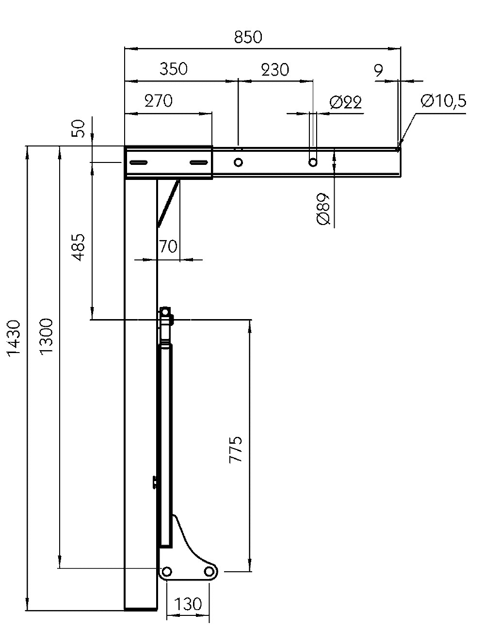 Noha pro výměněnné nástavby s celkovou hmotností max 18 000kg,rozměry dle DIN EN 284